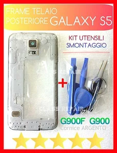 FRAME CORNICE ARGENTATA+KIT UTENSILI SAMSUNG GALAXY S5 G900F G900 TUTTA la SERIE - Foto 1 di 1
