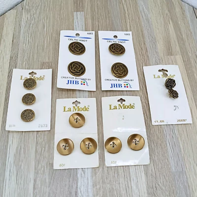 Button Lot La Mode & JHB Carded Metal Craft Sewing Closures & Connectors - Image 1 of 4