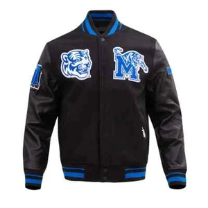 Chaqueta Universitaria Letterman University of Memphis Clásica Todo Color Negro - Imagen 1 de 6