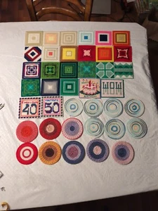 Large Lot Of 40 Handmade Plastic Canvas Needlepoint Drink Coasters, Variety  - Picture 1 of 10