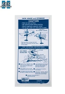 1969 Firebird Jack Usage & Stowage Instruction Decal Label Space Saver Spare - Picture 1 of 2