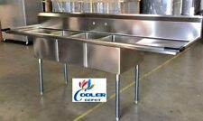 New 90" Stainless Steel Sink 3 Compartment Commercial Kitchen Bar Restaurant Nsf