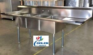 NEW 90" Stainless Steel Sink 3 Compartment Commercial Kitchen Bar Restaurant NSF