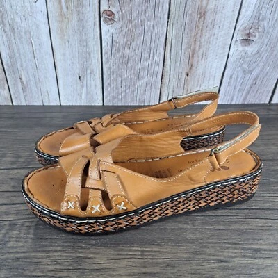 Spring Steps Hartley Slingback Leather Platform Sandals Women's Sz 8M EU39 Camel - Image 1 of 4