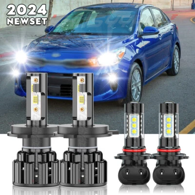 For Kia Rio 2019 2020 6000K White Combo 4x Front LED Headlight + Fog Light Bulbs - Image 1 of 4