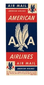 Vintage Airline Luggage Label strip AMERICAN AIRLINES w airmail labels - Picture 1 of 2
