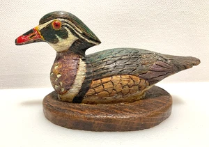 4.5" Wood Duck Hand Carved 2004 Florida Artist Signed D.P. (Dave Peterson) - Picture 1 of 8