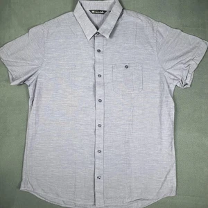 Camisa Travis Mathew Para Hombres XL Gris Manga Corta Botón Microrayas Golf Informal - Imagen 1 de 12