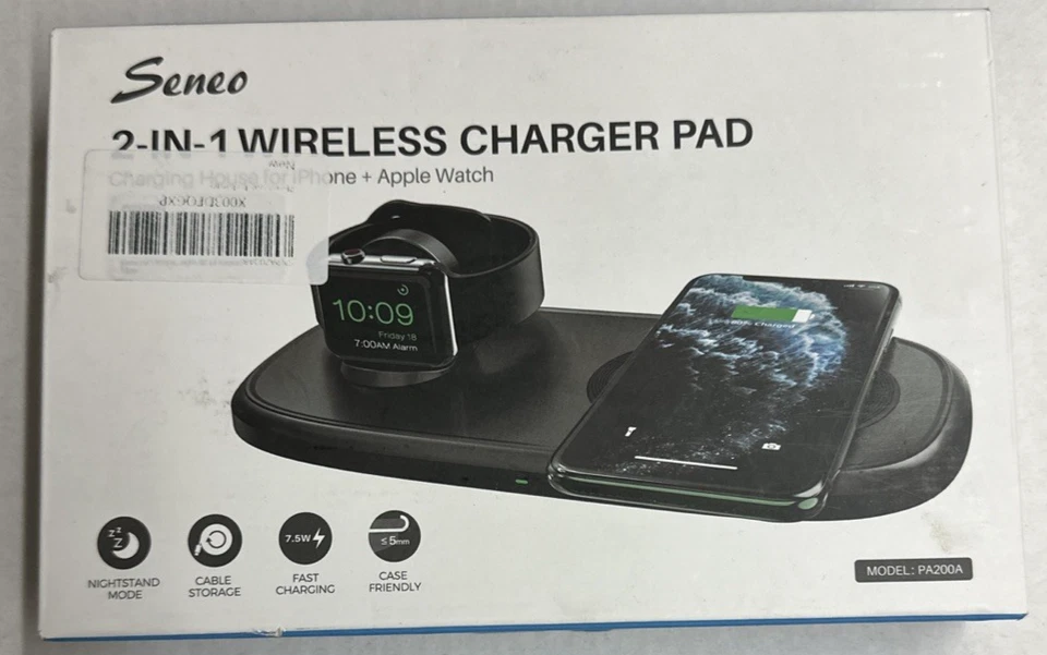 Almohadilla Cargador Inalámbrica Seneo 2 en 1 iPhone + Apple Watch Modelo PA200A Foto 1 de 1