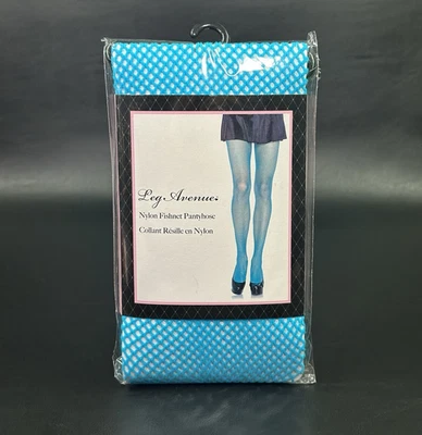 Fishnet Tights Neon Blue One Size Halloween Costume Cosplay Rave Accessory - Image 1 of 4