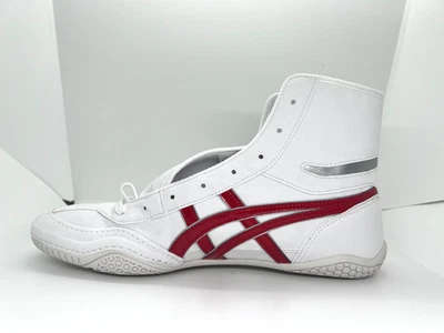 asics Boxing Wrestling Shoes White Red Line Silver White Lace 1083A001 NEW EX-EO - Image 1 of 4