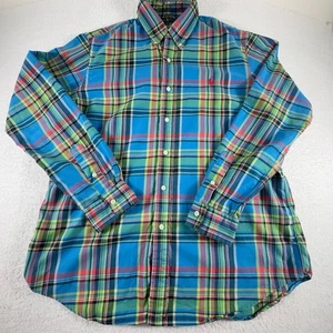 Ralph Lauren Mens Dress Shirt L Large Blue Red Check Plaid Twill - Picture 1 of 5