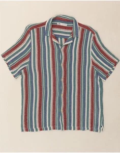 ZARA Mens Short Sleeve Shirt Large Multicoloured Striped Cotton BM03 - Picture 1 of 3