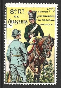 France DELANDRE Vignette label 8e Régiment Chasseurs à cheval Fine H - Picture 1 of 2