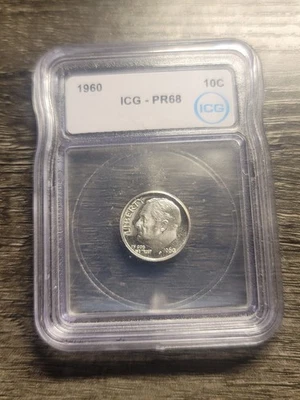 1960-P 10C Roosevelt Dime Ten Cent  PR68 ICG Flawless  Shinny Gem - Image 1 of 2