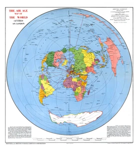 Air Age World Map Azimuthal Equidistant London 1940s Poster Art Print 24 x 26 in - Picture 1 of 2