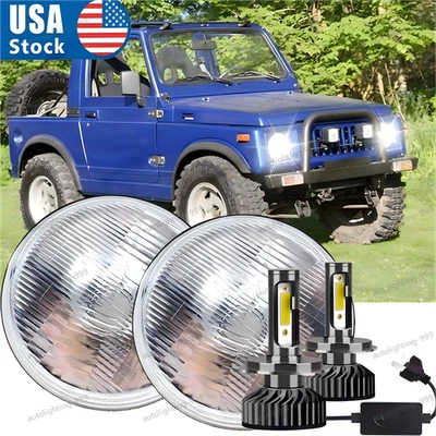 For Suzuki Samurai SJ410 7 inch LED Round Headlights Pair  Hi/Lo Beam x2 H4 - Image 1 of 4