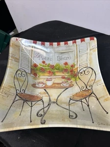 Prima Designs Square Glass Dish, Large Bowl Cynthia Coulter, Paris Bistro - Picture 1 of 4