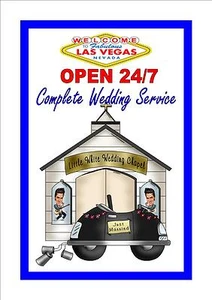 Letrero de capilla de bodas de Las Vegas, letrero de Elvis Presley pequeña capilla blanca de bodas - Imagen 1 de 1