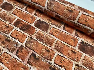 RED BRICK WALL bricks Curtain Upholstery Cotton Fabric Material EXTRA WIDE 280cm - Picture 1 of 9