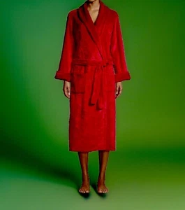 NEW! NATORI RED PLUSH JACQUARD ROBE / EXTRA LARGE /RETAIL $140/ REDUCED! - Picture 1 of 10