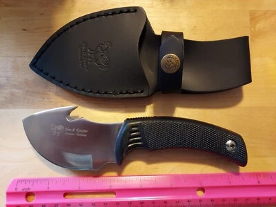 bainha autografada faca de caça galinha e galo Jim Frost.  - Imagem 1 de 4