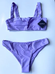 Zaful Purple Bandeau Top Wide Straps & Bottoms Swimwear Bikini Set BNWT - 10 - Picture 1 of 7