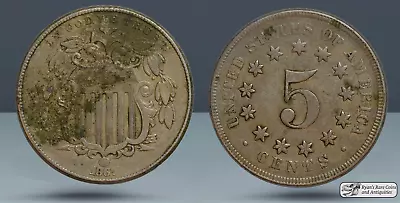 1867 No Rays, Shield Nickel, Extremely Fine Details, Obverse Stain, C7635 - Image 1 of 3