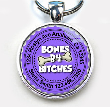 Bones B4 Bitches lavender funny pop culture pet dog cat tag custom personalized