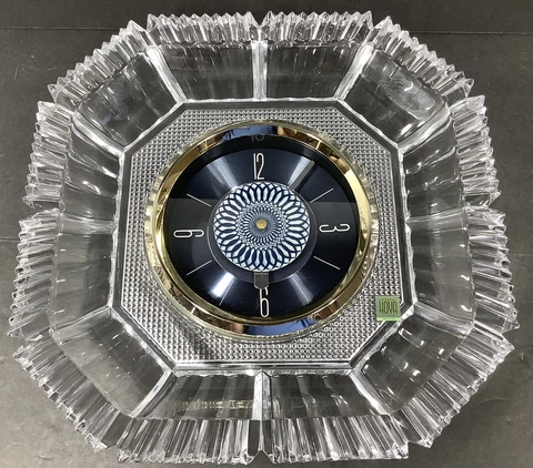 Vintage Hoya Crystal Square Wall Clock Undulating Center Clear Working Cover