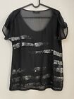 Guess Los Angeles black chiffon blouse sequin detail sheer size 4