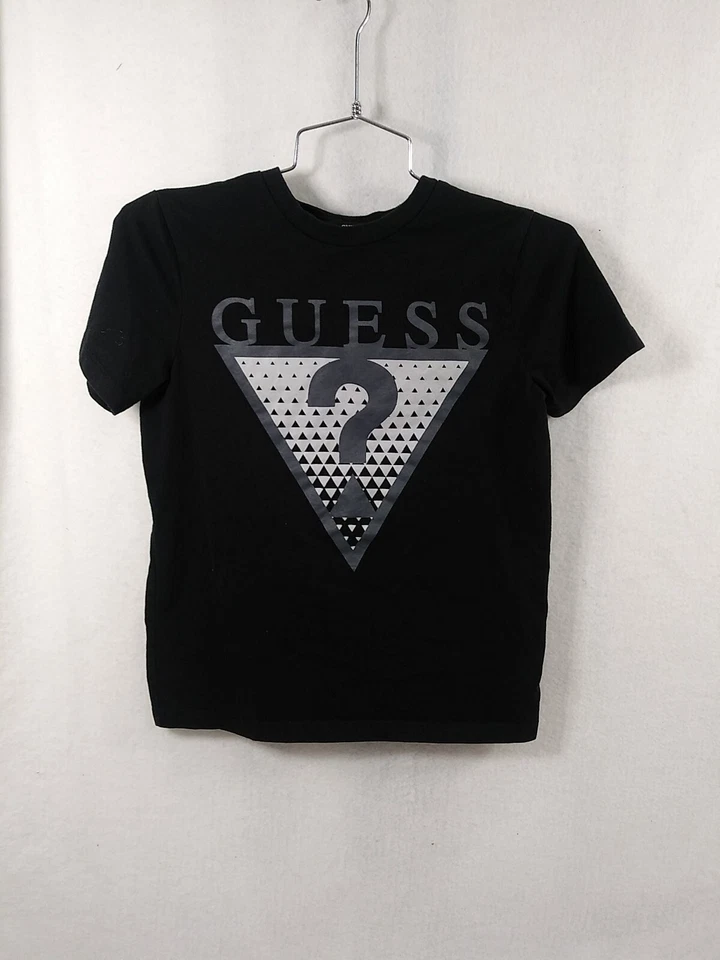 Guess Jeans Boys Youth Med(12-14) T Shirt Black Spell Out Logo - Image 1 of 4