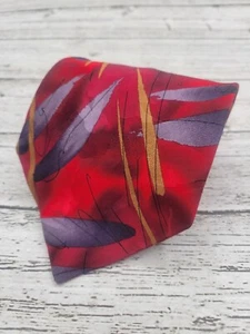 Colección de almuerzo de corbata de seda J. Garcia #37 | Estampado abstracto rojo y púrpura O197 - Imagen 1 de 8