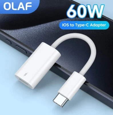 USB-C to Light 8Pin Adapter Compatible with iPhone 16 17 Pro Max iPad Model 60W - Image 1 of 4