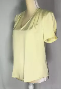 Antonio Melani Women Blouse Shirt Top XS Silk Short Sleeve Stretch Yellow New - Picture 1 of 10