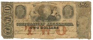 1846 Corporation of Alexandria, Washington D.C/VA $2 Note No.595 SCARCE (59378) - Picture 1 of 2
