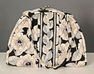 Floral Quilted Vera Bradley Purse Black Beige & White - Picture 1 of 12
