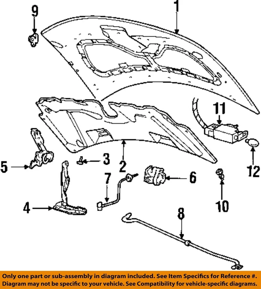 Оригинальные компоненты капота FORD 95-03 Windstar петля F58Z16796A - Изображение 1 из 1