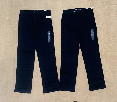 Лот из 2 пар Old Navy мальчиков Chino синий ADJ талии прямой униформы брюки размер 16 - Изображение 1 из 2