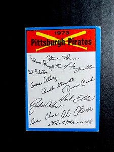 1973 Topps Set Break Pirates Blue Team Checklist Marked
