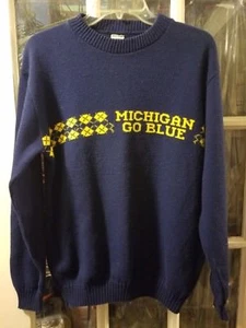 VTG Michigan Wolverines Argyle Stripe Pullover Sweater Adult L Brady Woodson - Picture 1 of 4
