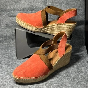 Born Leather Espadrille Wedge - Size 9 - Orange Slingback Suede Sandals Shoes - Picture 1 of 9