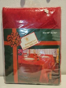 New Sultan's Linens RED Heirloom Lace Holiday Tablecloth 60" By 104"- A14 - Picture 1 of 4