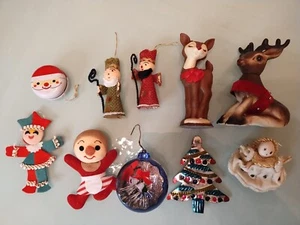 Vintage Christmas Deer Santa Rudolph Japan Ornament Lot - Picture 1 of 24