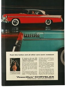 1956 Chrysler Windsor Red White 2-door Hardtop push-button transmission Print Ad - Picture 1 of 1