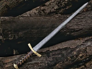 CUSTOM HANDMADE DAMASCUS STEEL TWIST PATTERN VIKING SWORD DAMASCUS GUARD - Picture 1 of 2
