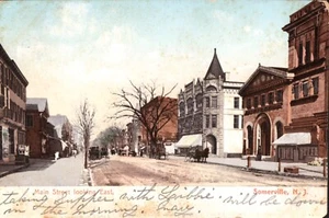 Antique Postcard Somerville NJ Main Street Looking East Posted 1909 Horses - Picture 1 of 2