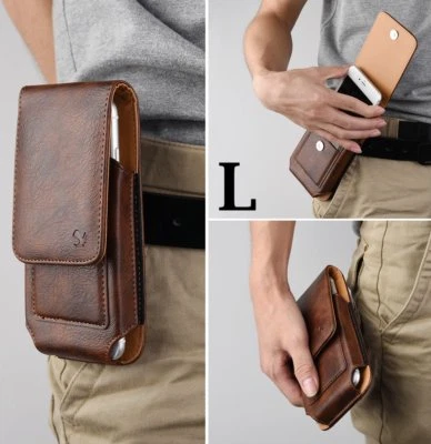 iPhone 13 (6.1") - Brown VERTICAL Leather Card Slot Pouch Belt Clip Holster Case - Image 1 of 4