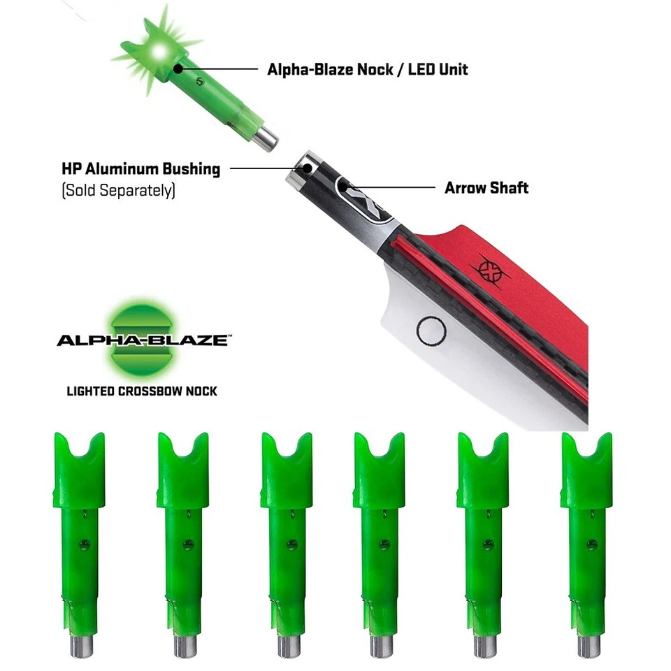 TenPoint Alpha Blaze Lighted Nocks Bowstring Activated Green 3-Pack - HEA-379.3