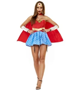 Superwoman Superhero Supergirl Wonder Woman Fancy Dress Halloween Costume S-2XL - Picture 1 of 8